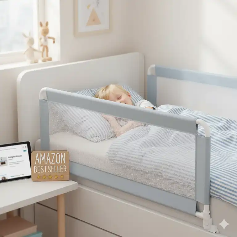 Hauptbild: Das bettgitter kinder amazon bestseller in einem modernen Kinderzimmer, das Sicherheit und Beständigkeit zeigt.