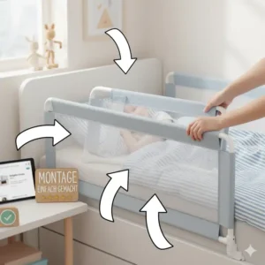 Einfache und schnelle Montage des bettgitter kinder amazon bestseller im Elternbett.