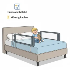 Höhenverstellbares Bettschutzgitter für Boxspringbetten. Bettgitter kinder günstig kaufen mit hoher Qualität.