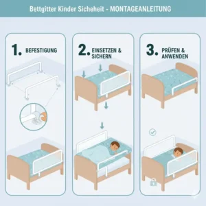 Schritt-für-Schritt-Anleitung zur Montage des Bettgitter Kinder Sicherheit am Elternbett.