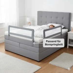 Sichere Befestigung des bettgitter kinder waschbar auch für hohe Boxspringbetten geeignet.