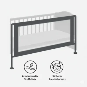 Atmungsaktives Netzmaterial für optimale Luftzirkulation. Bettgitter kinder günstig kaufen für angenehmen Schlaf.