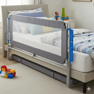 Ein vielseitiges, höhenverstellbares Bettgitter für Kinder, das sich an verschiedene Matratzengrößen anpasst.