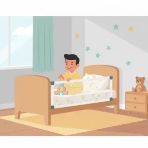 Eine Nahaufnahme der Materialien eines Bettgitters, das speziell für Kinder 2 Jahre entworfen wurde.