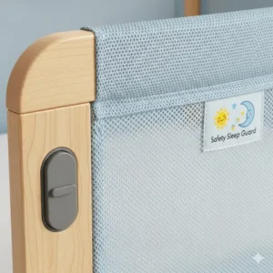 Detailansicht des sicheren und langlebigen Materials eines hochwertigen Kinderbettgitters.