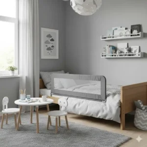 Ein stilvolles Kinderzimmer mit einem passenden Bettgitter Kinder Metall.