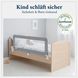 Bettgitter TÜV-geprüftes Siegel: Anzeige eines Sicherheitssiegels oder Testergebnisses zur Qualitätsprüfung.