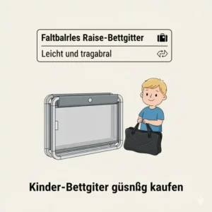 Faltbares und leichtes Reise-Bettgitter. Bettgitter kinder günstig kaufen für die Reise.