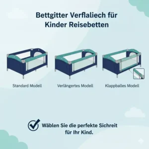 Eine vergleichende Tabelle, die verschiedene Modelle des bettgitter kinder reisebett mit ihren Funktionen darstellt.