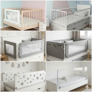 Verschiedene Modelle und Designs von hohen Kinderbettgittern, die zu jeder Einrichtung passen.