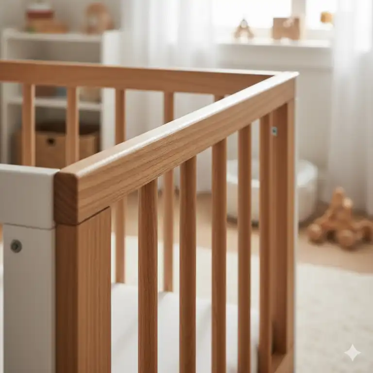 Bettgitter Baby Holz Natur, Massivholz, sicher und stabil zum Schutz vor dem Herausfallen.