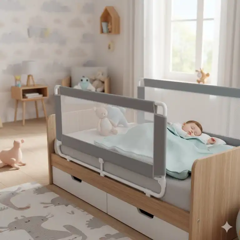 Bettgitter baby universal mit klappfunktion für sicheren rausfallschutz im kinderzimmer