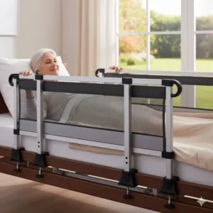 Stabile montierte Ansicht: Das Bettgitter für Seniorenbett ohne Bohren im Einsatz