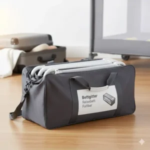 Das bettgitter reisebett faltbar lässt sich kompakt in der Tasche verstauen und ist reisefertig.