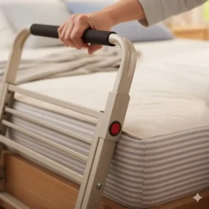 Detailansicht eines klappbaren Bettgitter Seniorenbett günstig für flexible Nutzung