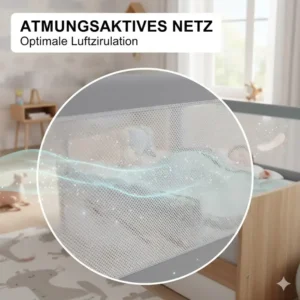 Bettgitter baby universal mit atmungsaktivem netzmaterial für optimale luftsirkulation
