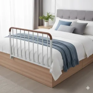 Das bettgitter seniorenbett hoch in der geschlossenen Position als umfassender Schutz.