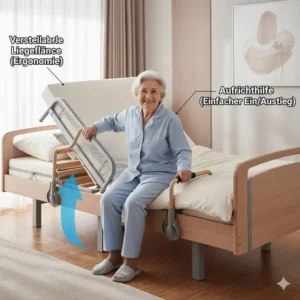 Test der Stabilität des Bettgitter Seniorenbett ausziehbar für sicheren Halt.