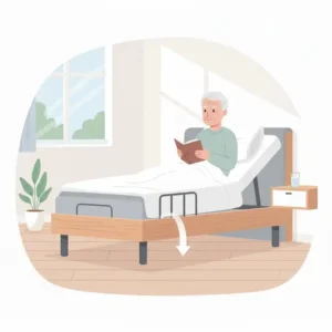 Bequeme, elektrisch verstellte Rückenlehne im Seniorenbett.