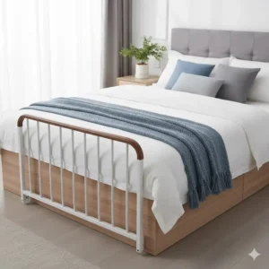 Abgesenktes bettgitter seniorenbett hoch ermöglicht einfachen Ein- und Ausstieg.