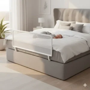 Bettgitter baby weiß modern als Rausfallschutz für das Boxspringbett.
