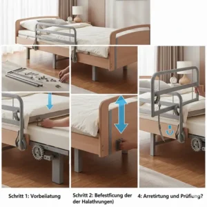 Darstellung des effektiven Bettschutzes durch das Bettgitter Seniorenbett ausziehbar.