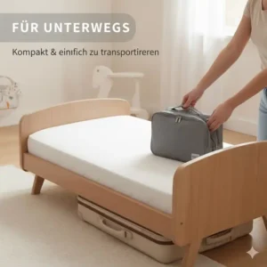 Kompaktes Reise Bettgitter Baby ohne Bohren, ideal für Übernachtungen und unterwegs.