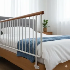 Innenansicht des Bettes mit installiertem bettgitter seniorenbett hoch für Geborgenheit.