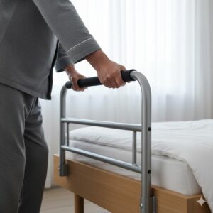 Illustration der hohen Stabilität und Belastbarkeit des Bettgitter Seniorenbett verstellbar aus Metall.