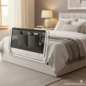 Bettgitter Erwachsene klappbar mit praktischer Hängetasche zur Aufbewahrung von persönlichen Gegenständen.