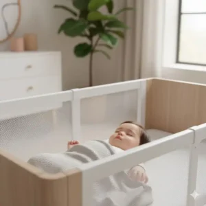 Kleinkind schläft sicher dank des bettgitter baby weiß modern.