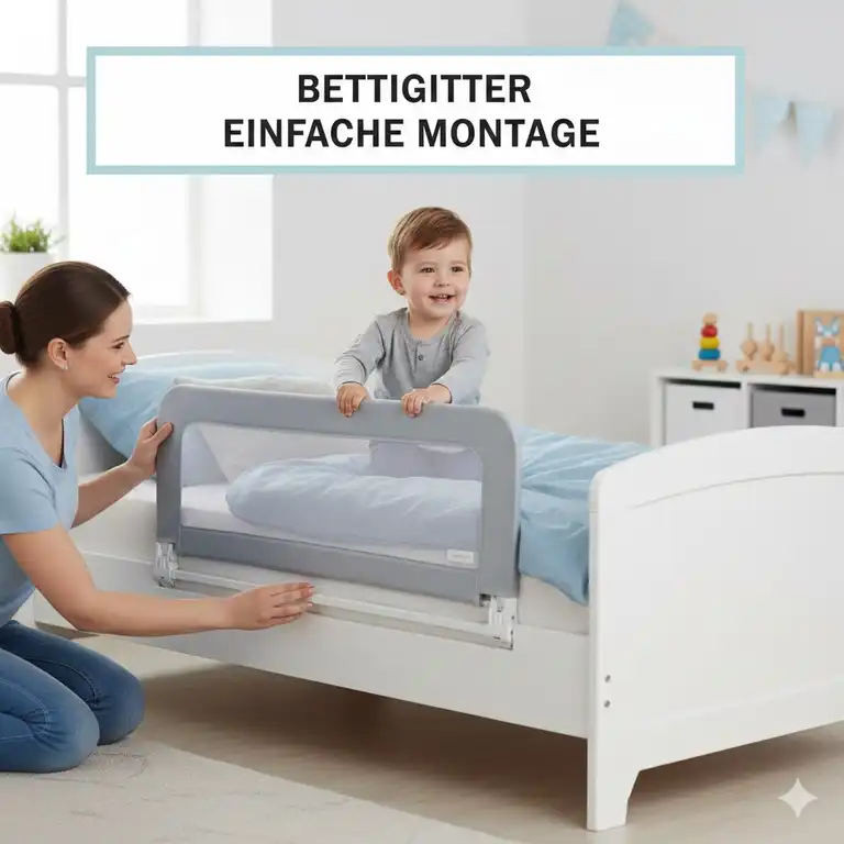 Das Bettgitter einfache Montage für Kinderbetten gewährleistet Sicherheit und wird schnell befestigt.