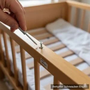 Überprüfung einer lockeren oder beschädigten Schraubverbindung am bettgitter schrauben ersatz vor der Reparatur.