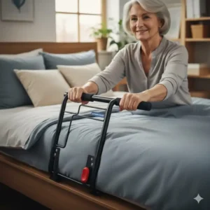 Klappbares bestes bettgitter senioren test Modell mit Schwenkfunktion zum einfachen Verlassen des Bettes.