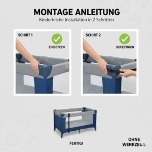 Einfache Montage des bettgitter reisebett universal ohne Werkzeug