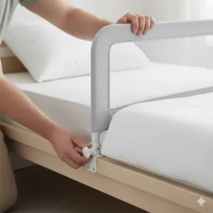 Einfache Montage des bettgitter stoff waschbar an einem Kinderbett.