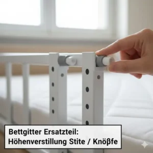 Die benötigten Stifte für die Höhenverstellung des Bettgitter Ersatzteile kaufen, Detailaufnahme der Einrastmechanismen.