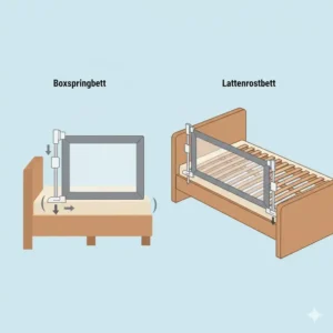 Anwendung des bettgitter ohne bohren an verschiedenen Betttypen (z.B. Boxspringbett).