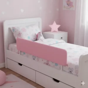 Rosa Bettgitter farbig Kinder – Niedlicher Rausfallschutz, der perfekt zu einem Kinderzimmer passt.