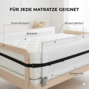 Maximale Kompatibilität: Die bettgitter befestigung universal ist ideal für dicke Matratzen und Boxspringbetten geeignet.