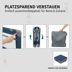 Platzsparend zusammenklappbares bettgitter reisebett universal für unterwegs