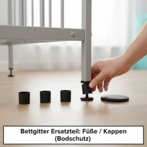 Bodenschützende Gummikappen als Bettgitter Ersatzteile kaufen, wichtig für freistehende Modelle auf empfindlichen Böden.