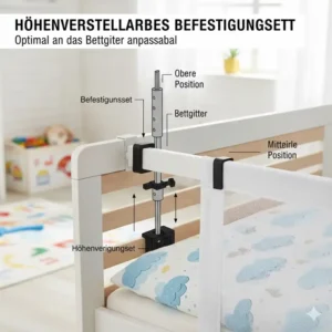 Ein bettgitter befestigungsset zur Höhenverstellung des Schutzgitters