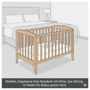 Das stabile Holz-Klappgitter als Bettgitter Reisebett für Hotel wird oft in Unterkünften bereitgestellt.