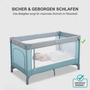 Kind schläft sicher im Reisebett dank bettgitter reisebett universal