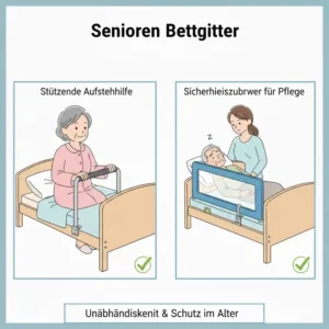 Stützendes Bettgitter als Aufstehhilfe und Sicherheitszubehör für Senioren und Pflegebedürftige.