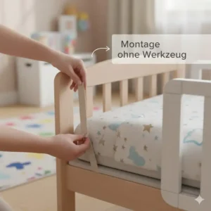 Einfache Montage des bettgitter empfehlung kinder Modells, Befestigung unter der Matratze ohne Werkzeug.