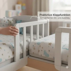 Praktische Klappfunktion des bettgitter empfehlung kinder für leichten Ein- und Ausstieg.