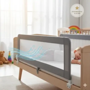 Atmungsaktives Netz Bettgitter aus robustem Material, ideal für Kleinkinder. Eines der besten bettgitter top 10 amazon.