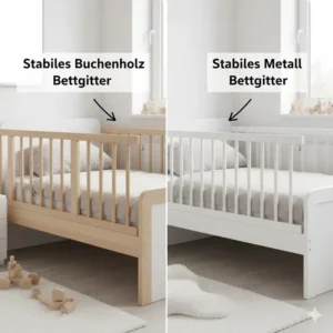 Detailansicht eines stabilen bettgitter empfehlung kinder aus langlebigem Holz oder Metall.